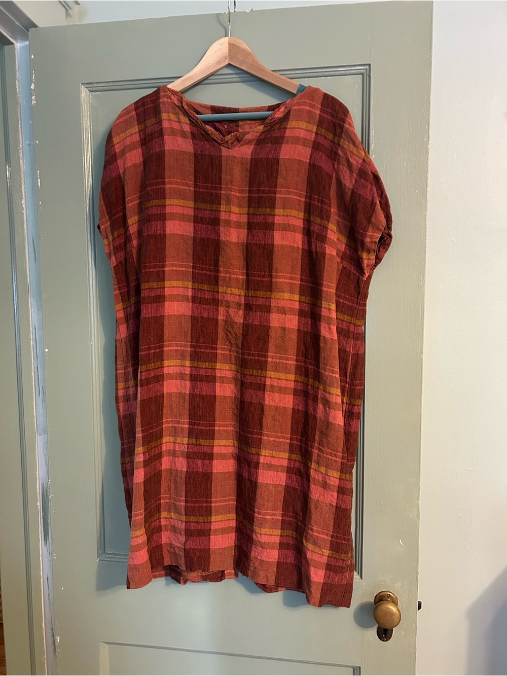 vintage linen plaid dress